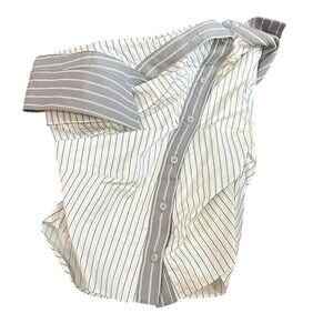 Striped Gray and White Women's Top